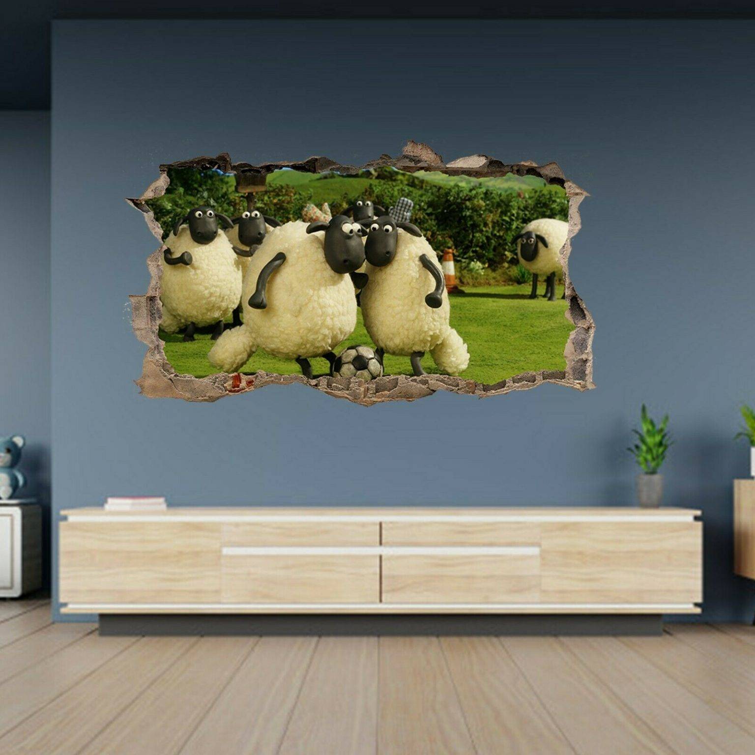 Shaun The Sheep Theme Poster Wall Sticker Blue Side Studio