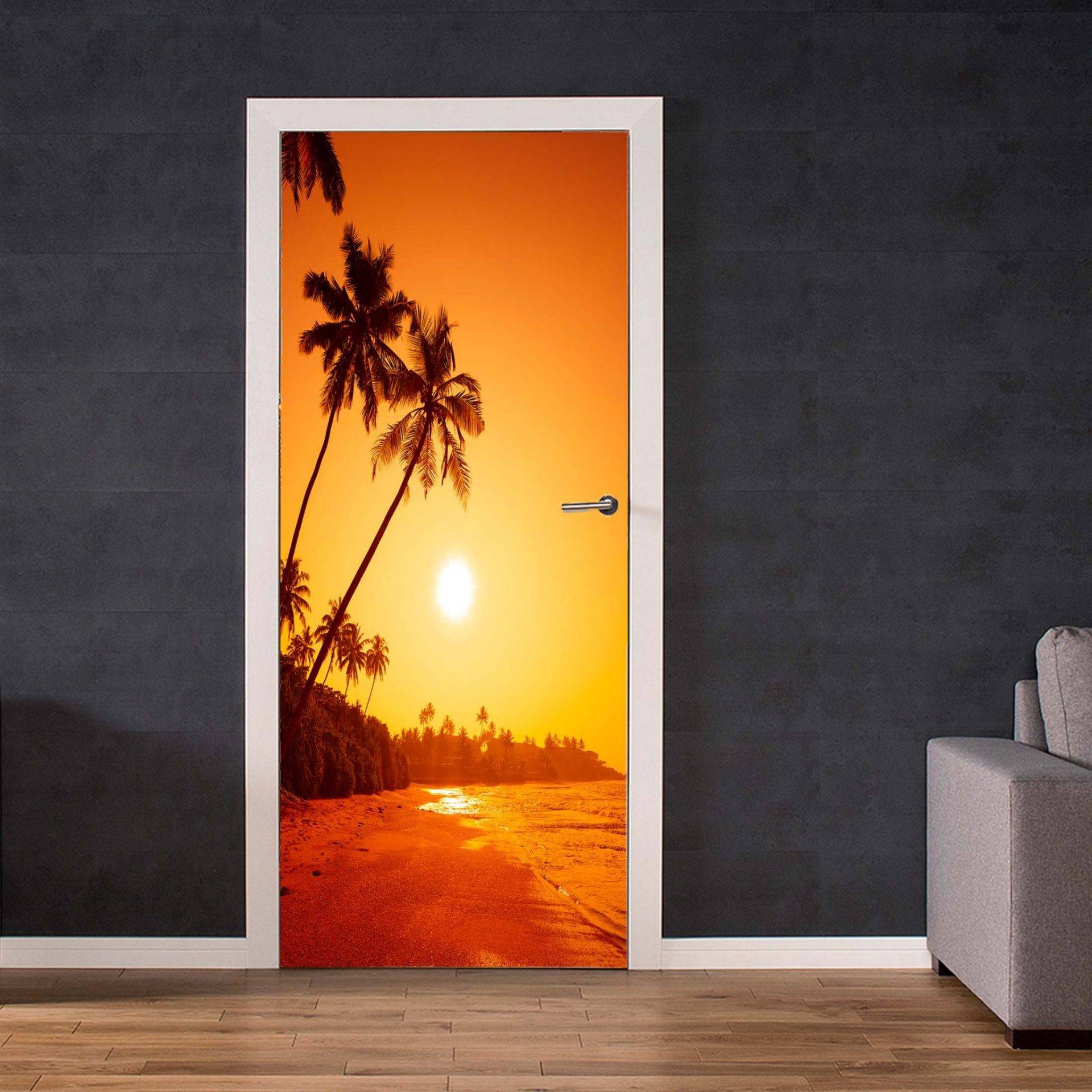 Beautiful Sunrise on the Beach Door Decal Sticker - Blue Side Studio