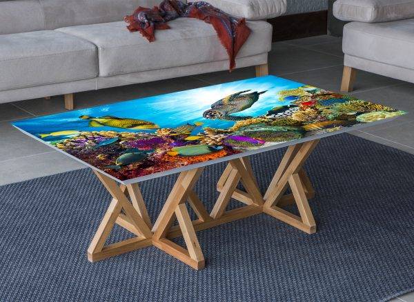 Ocean Turtle Fish Laminated Vinyl Cover Self-Adhesive for Desk and Tables