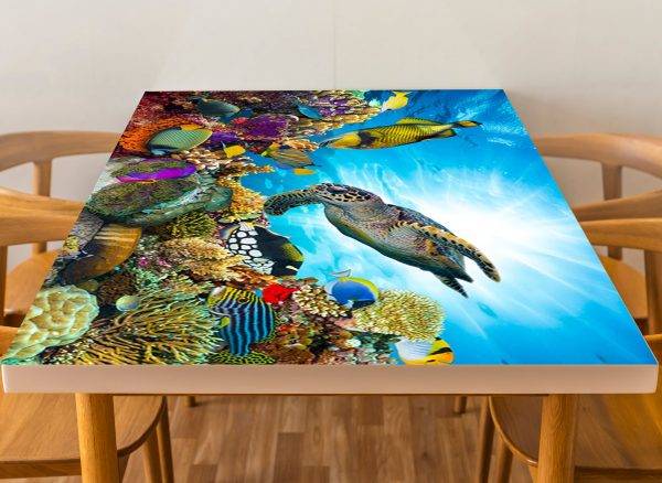 Ocean Turtle Fish Laminated Vinyl Cover Self-Adhesive for Desk and Tables