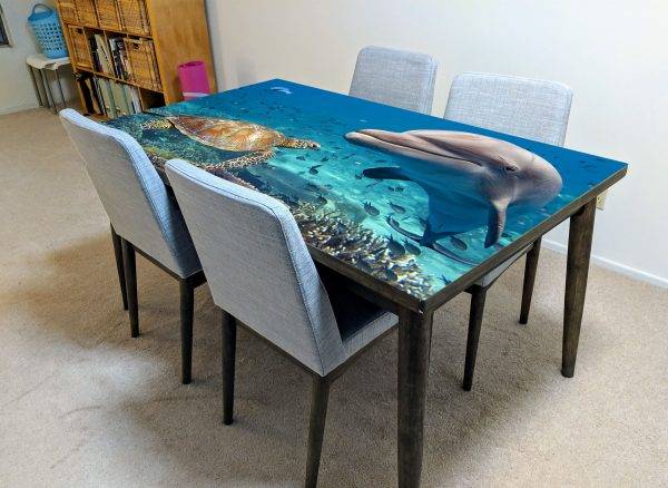 Ocean Turtle Dolphin Laminated Vinyl Cover Self-Adhesive for Desk and Tables