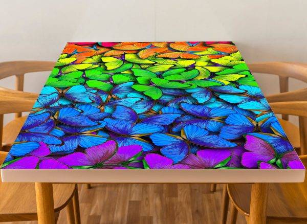 Rainbow Butterflies Laminated Vinyl Cover Self-Adhesive for Desk and Tables