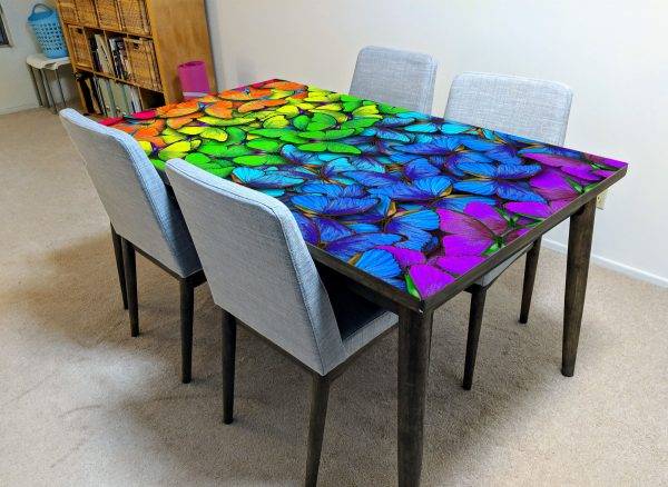 Rainbow Butterflies Laminated Vinyl Cover Self-Adhesive for Desk and Tables