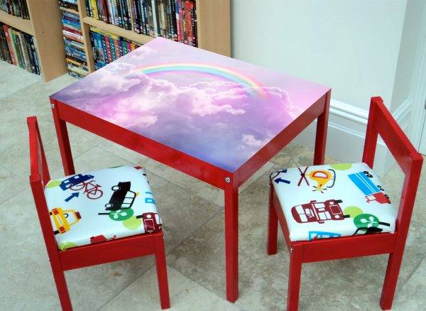 Rainbow in the Clouds Laminated Vinyl Cover Self-Adhesive for Desk and Tables