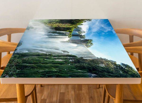 Waterfall Tree View Laminated Vinyl Cover Self-Adhesive for Desk and Tables