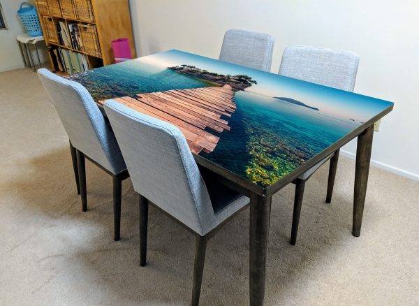 Island Ocean Bridge Laminated Vinyl Cover Self-Adhesive for Desk and Tables