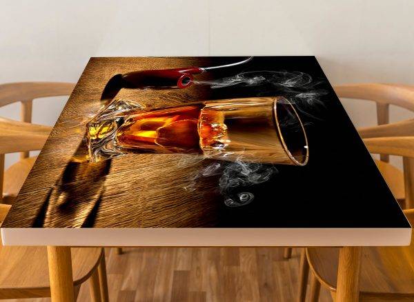 Whiskey with Ice & Pipe Laminated Vinyl Cover Self-Adhesive for Desk and Tables