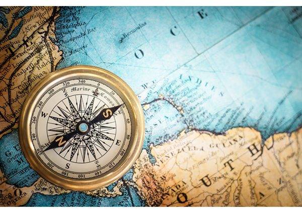 World Map Compass Laminated Vinyl Cover Self-Adhesive for Desk and Tables