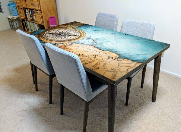 World Map Compass Laminated Vinyl Cover Self-Adhesive for Desk and Tables