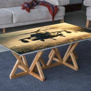 Helicopter over the City Laminated Vinyl Cover Self-Adhesive for Desk and Tables