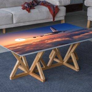 Plane above the Clouds Laminated Vinyl Cover Self-Adhesive for Desk and Tables