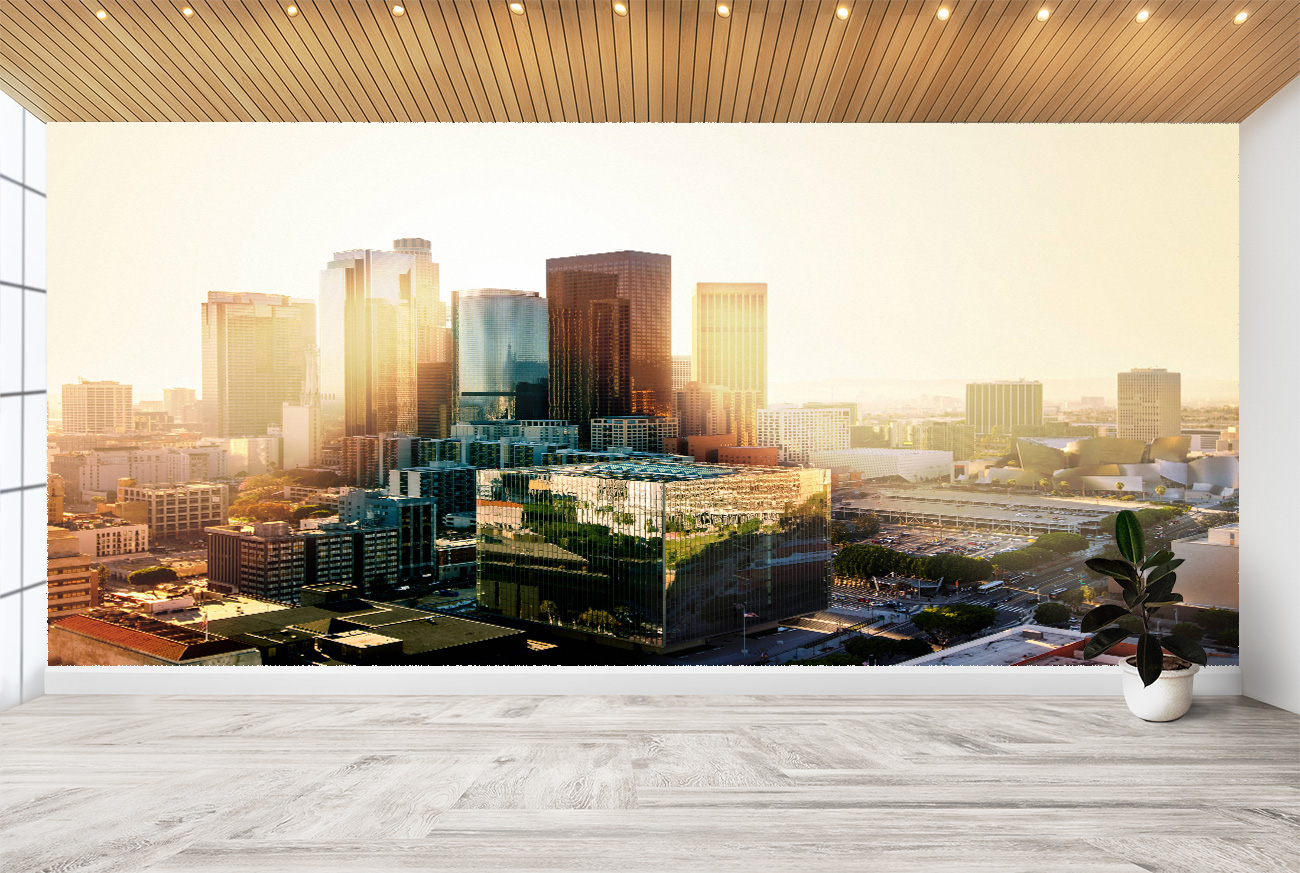 City Sunset Landscape Wall Mural