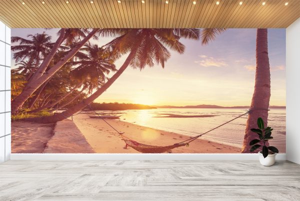 Relaxing Beach Sunset View Wall Mural Photo Wallpaper UV Print Decal Art Décor