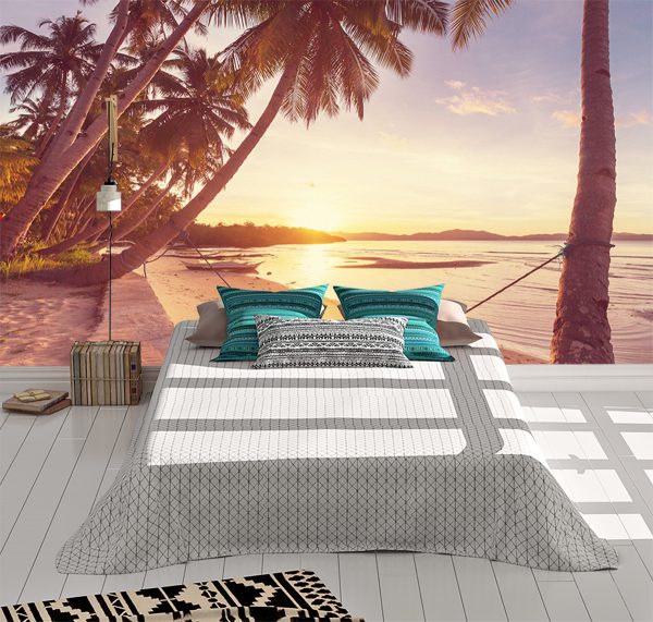 Relaxing Beach Sunset View Wall Mural Photo Wallpaper UV Print Decal Art Décor