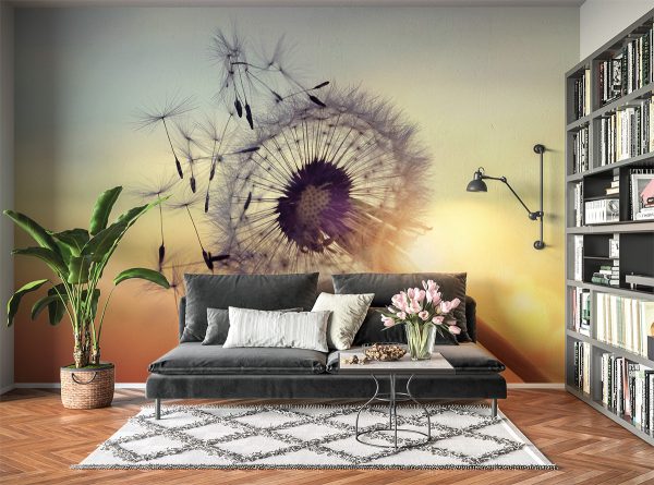 Dandelion in Sunset Wall Mural Photo Wallpaper UV Print Decal Art Décor