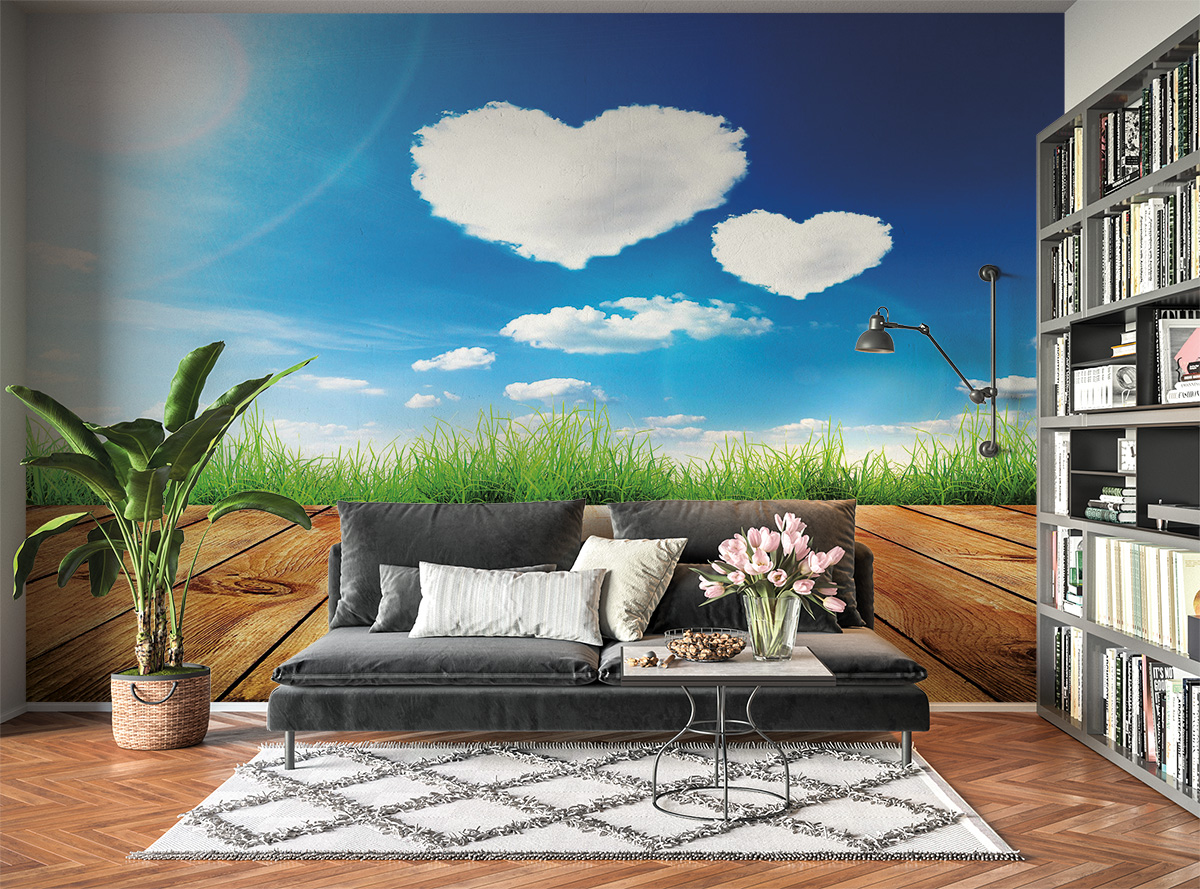 Love Clouds & Decking View Wall Mural Photo Wallpaper UV Print Decal Art Décor