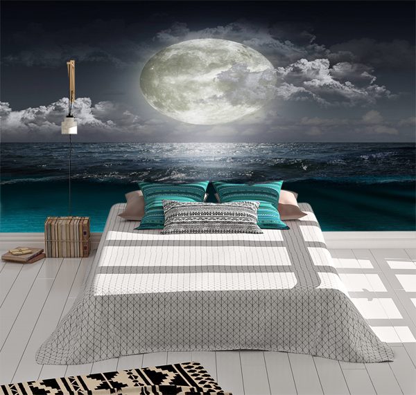 Full Moon on Sea Landscape Wall Mural