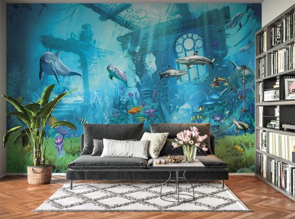 Underwater Coloured Life Wall Mural Photo Wallpaper UV Print Decal Art Décor