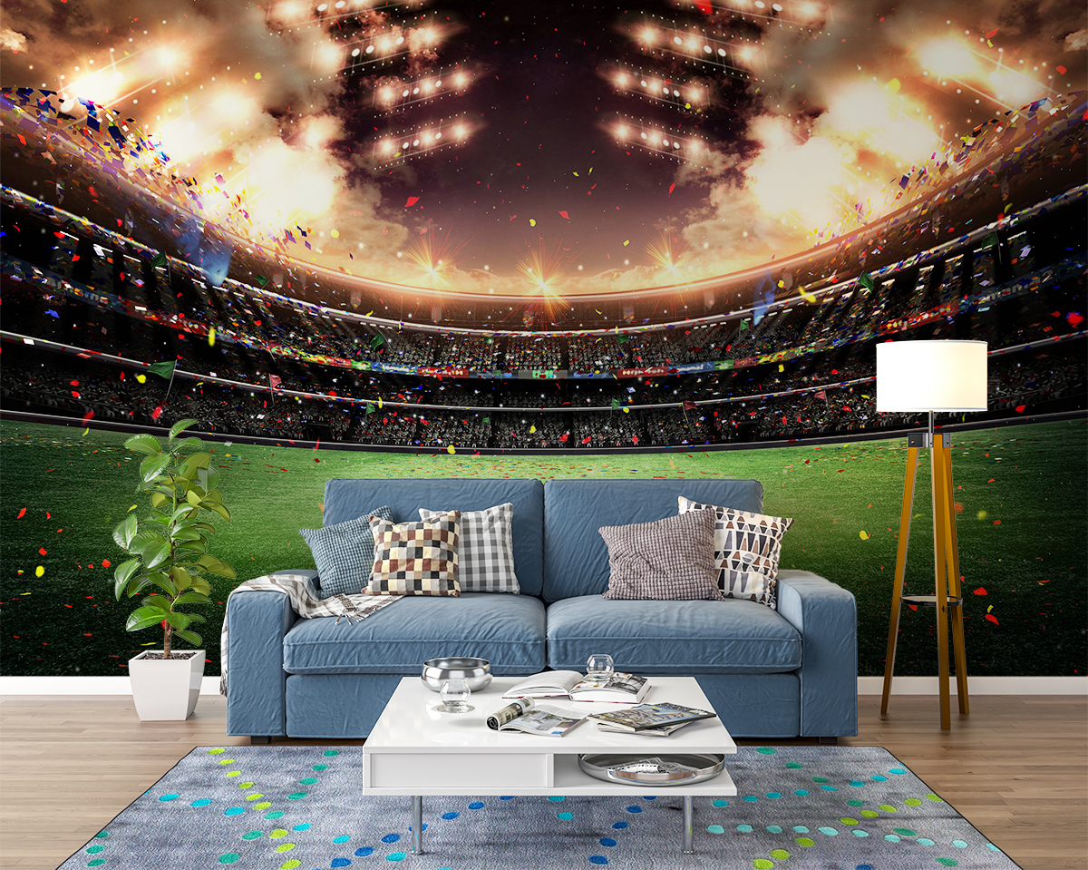 Football Stadium Landscape Wall Mural Wallpaper Art - Blue Side Studio