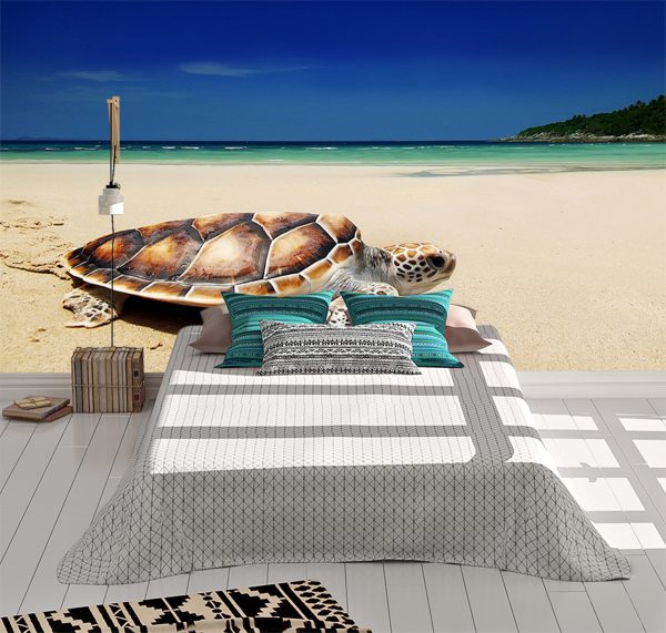 Sea Turtle on the Beach Wall Mural Photo Wallpaper UV Print Decal Art Décor