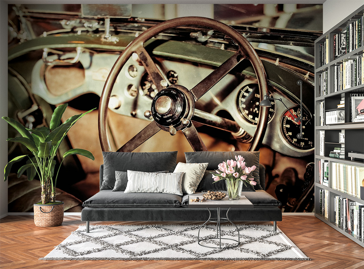 Vintage Car Dashboard Wall Mural Photo Wallpaper UV Print Decal Art Décor