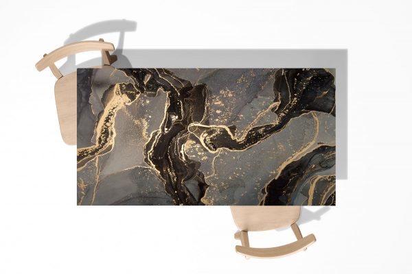 Gold and Black Marble Laminated Self Adhesive Vinyl Table Desk Art Décor Cover