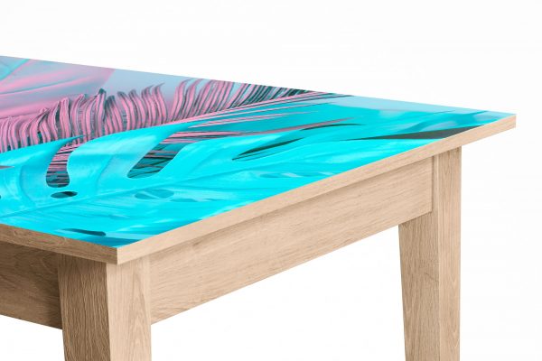 Pink and Blue Monstera Laminated Self Adhesive Vinyl Table Desk Art Décor Cover