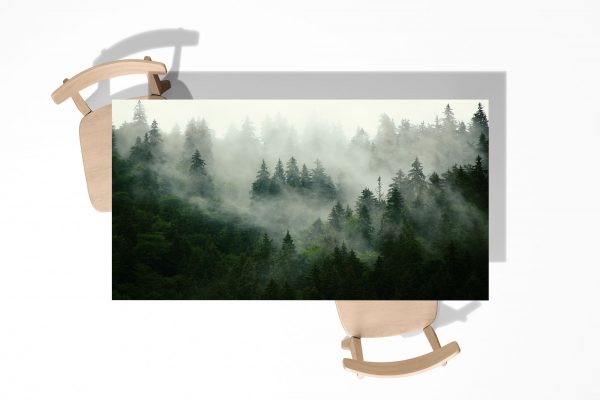 Forest in the Fog Laminated Self Adhesive Vinyl Table Desk Art Décor Cover