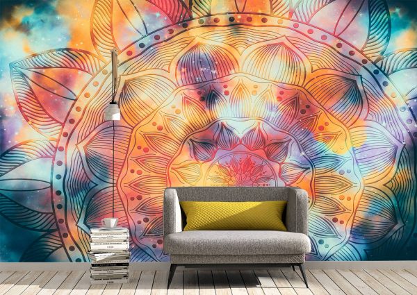 Abstract mandala watercolor Wall Mural Photo Wallpaper UV Print Decal Art Décor