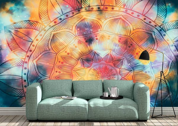 Abstract mandala watercolor Wall Mural Photo Wallpaper UV Print Decal Art Décor