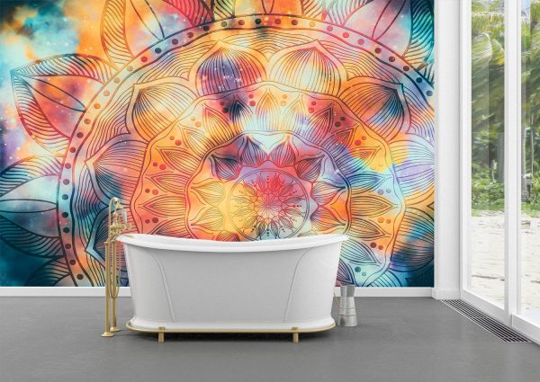 Abstract mandala watercolor Wall Mural Photo Wallpaper UV Print Decal Art Décor