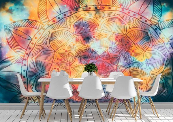 Abstract mandala watercolor Wall Mural Photo Wallpaper UV Print Decal Art Décor