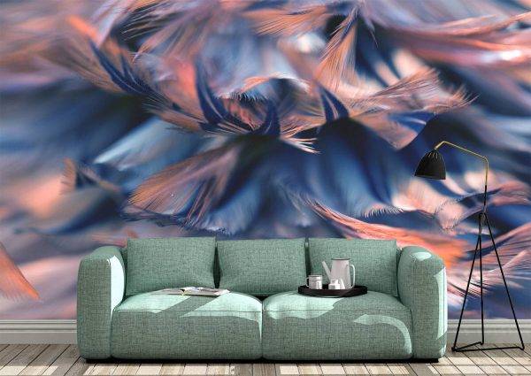 Abstract Colourful Feathers Wall Mural Wallpaper