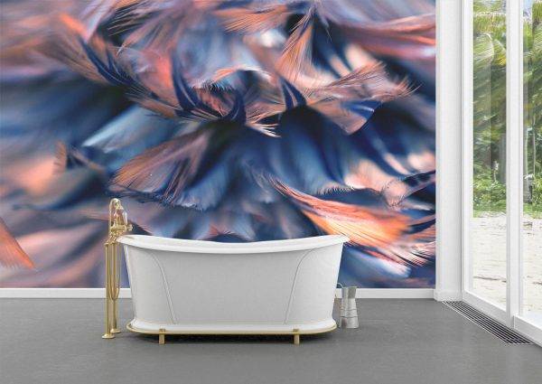 Abstract Colourful Feathers Wall Mural Wallpaper