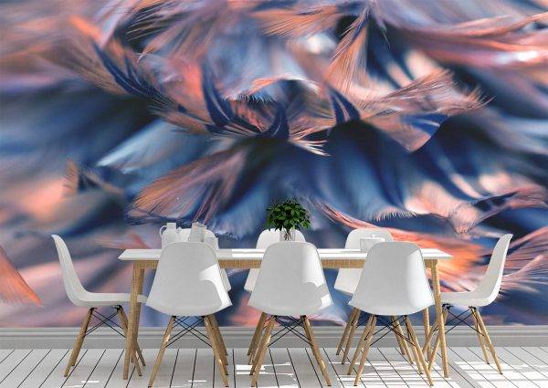 Abstract Colourful Feathers Wall Mural Wallpaper