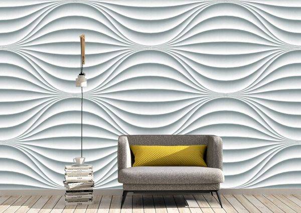 White Wavy Background Wall Mural Photo Wallpaper UV Print Decal Art Décor