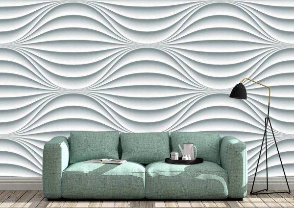 White Wavy Background Wall Mural Photo Wallpaper UV Print Decal Art Décor