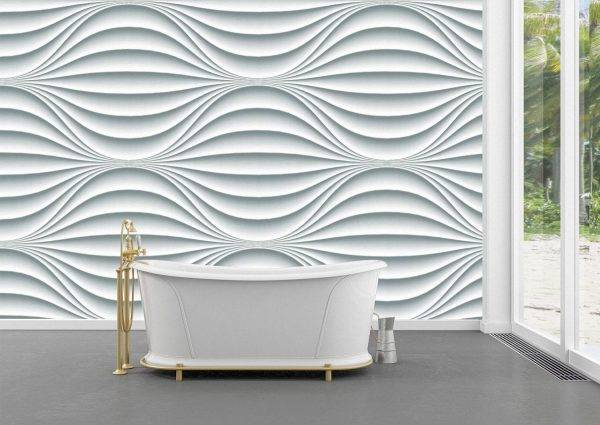 White Wavy Background Wall Mural Photo Wallpaper UV Print Decal Art Décor