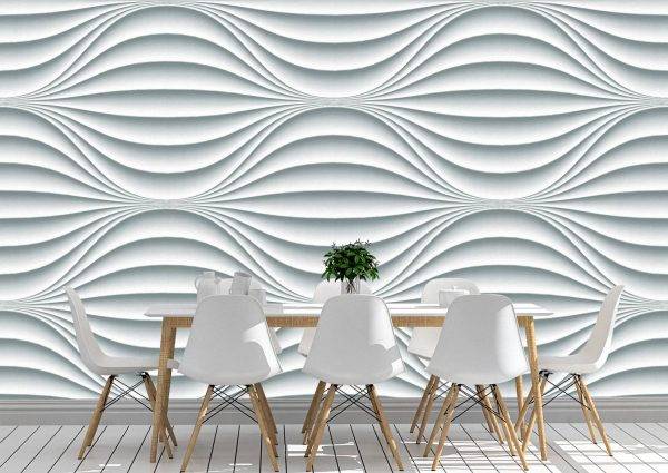 White Wavy Background Wall Mural Photo Wallpaper UV Print Decal Art Décor