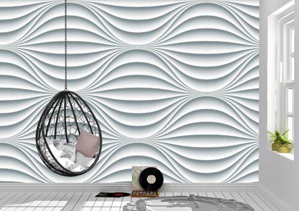 White Wavy Background Wall Mural Photo Wallpaper UV Print Decal Art Décor