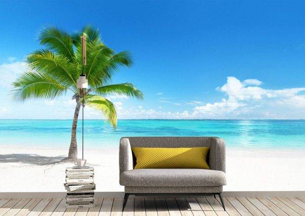 Beautiful Palm on the beach Wall Mural Photo Wallpaper UV Print Decal Art Décor