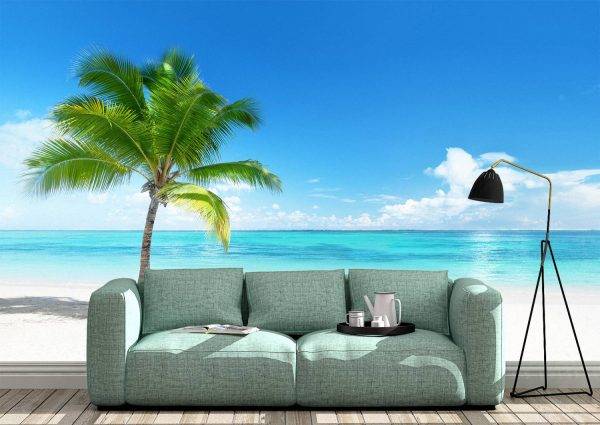 Beautiful Palm on the beach Wall Mural Photo Wallpaper UV Print Decal Art Décor