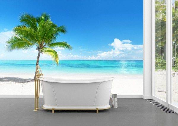 Beautiful Palm on the beach Wall Mural Photo Wallpaper UV Print Decal Art Décor