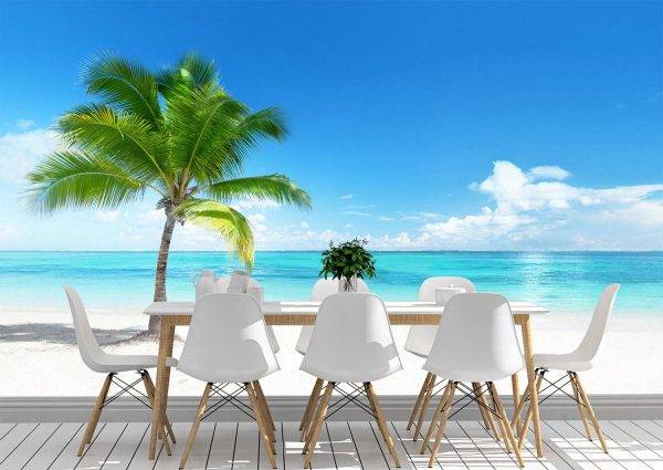 Beautiful Palm on the beach Wall Mural Photo Wallpaper UV Print Decal Art Décor