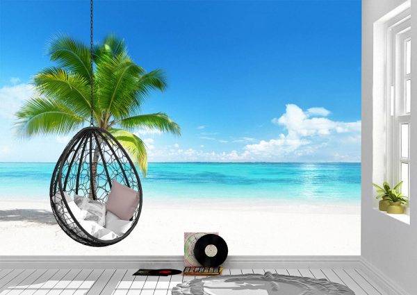 Beautiful Palm on the beach Wall Mural Photo Wallpaper UV Print Decal Art Décor