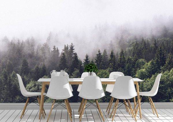 Fog Over the Forest Wall Mural Photo Wallpaper