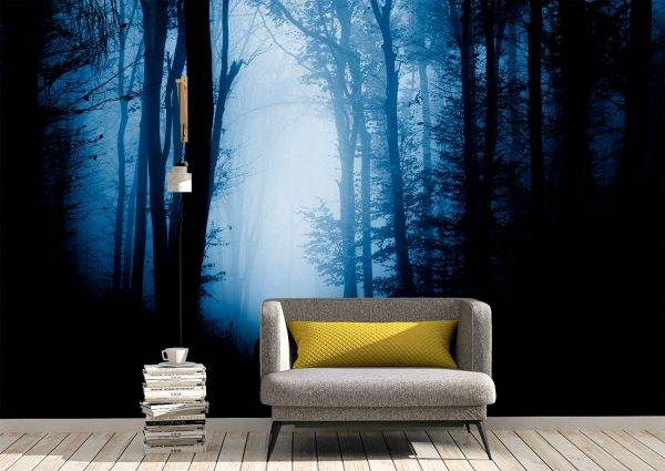 Forest by the Moonlight Wall Mural Photo Wallpaper UV Print Decal Art Décor