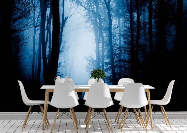 Forest by the Moonlight Wall Mural Photo Wallpaper UV Print Decal Art Décor