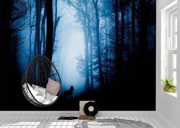 Forest by the Moonlight Wall Mural Photo Wallpaper UV Print Decal Art Décor