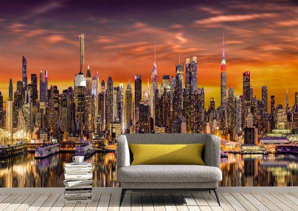 New York City Panorama at Sunrise Wall Mural